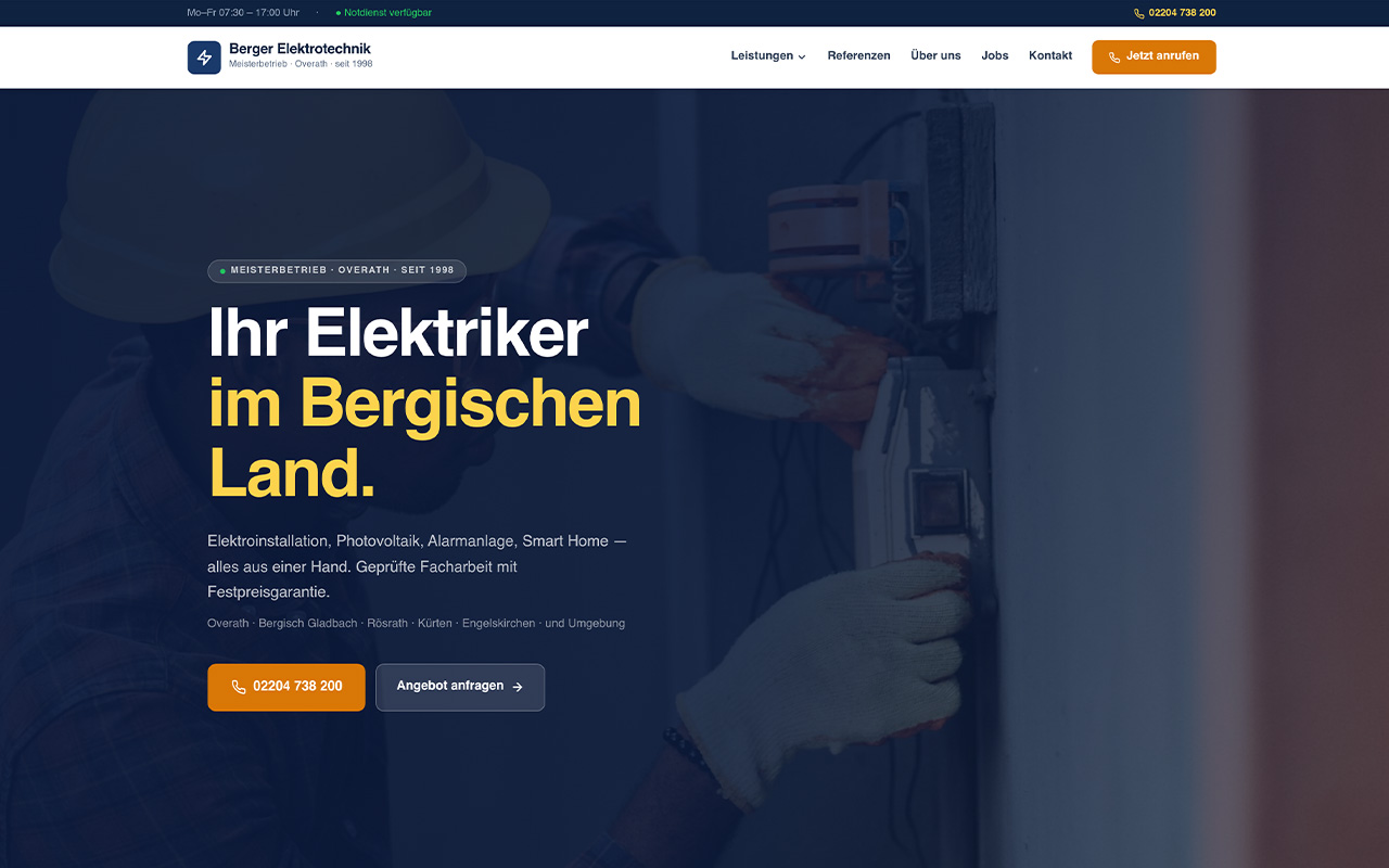 Webdesign-Projekt Elektrotechnik Berger