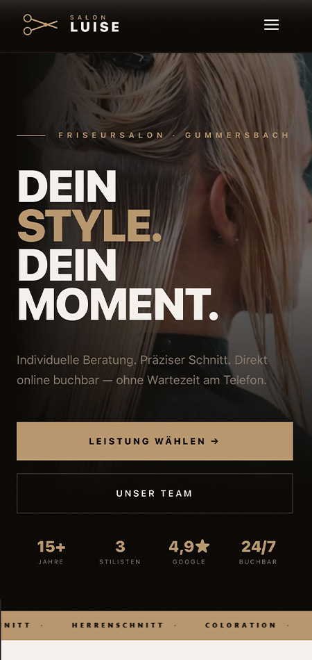 Mobiles Webdesign-Projekt Salon Luise
